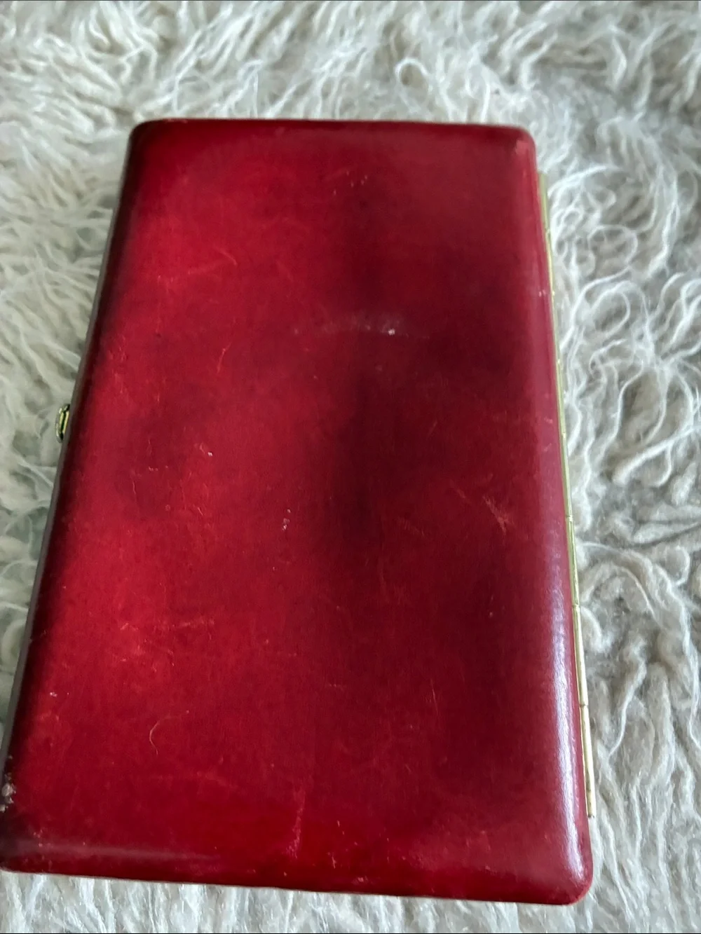 Abas Red Leather Card & Key Holder with Gold Trim